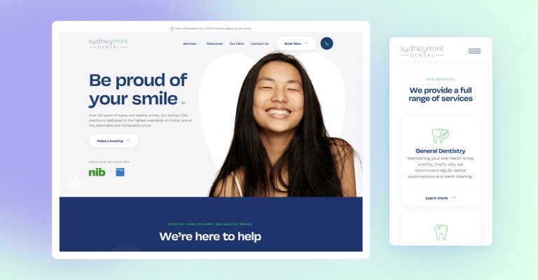 The new Sydney Mint Dental website design