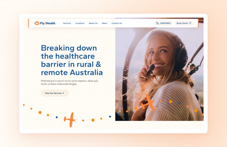 The Fly2Health website home page design