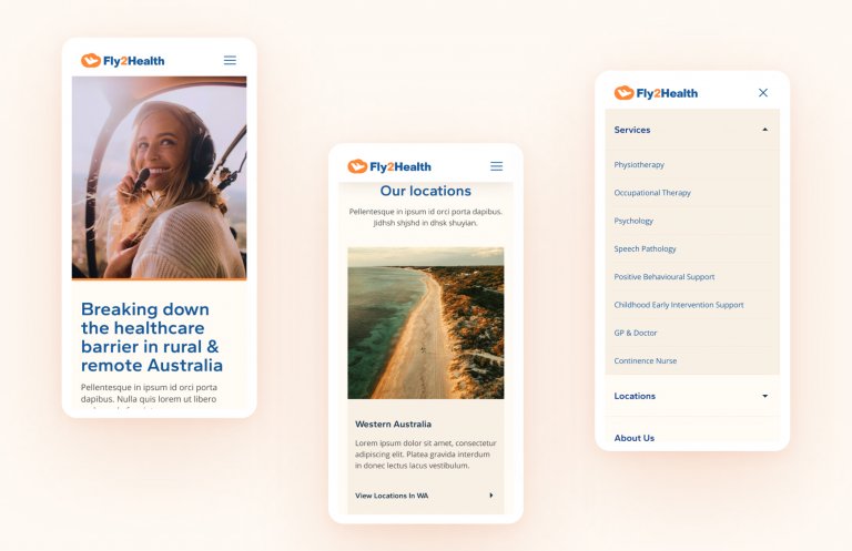 Mobile website designs for Fly2Health