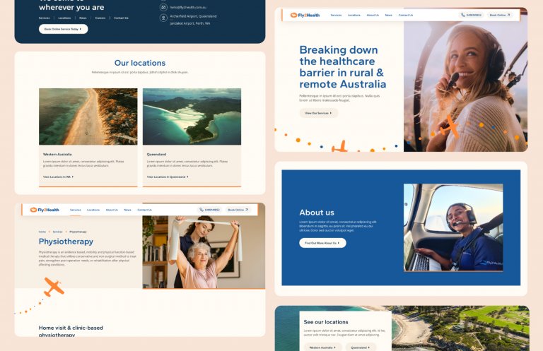 Home page sections we designed for the new Fly2Health website