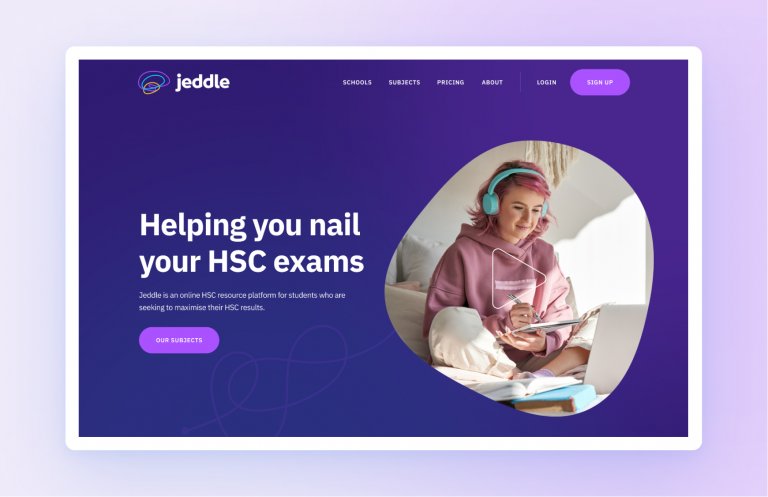 The website home page design for Jeddle