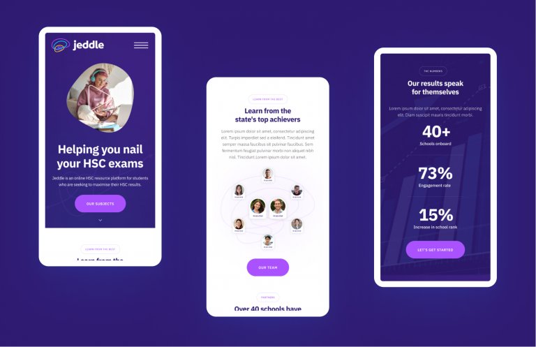 The mobile web designs for Jeddle