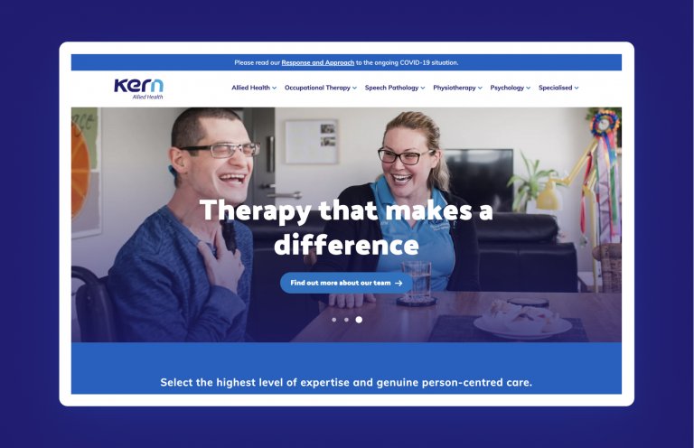 The website home page design for Kern Allied Health