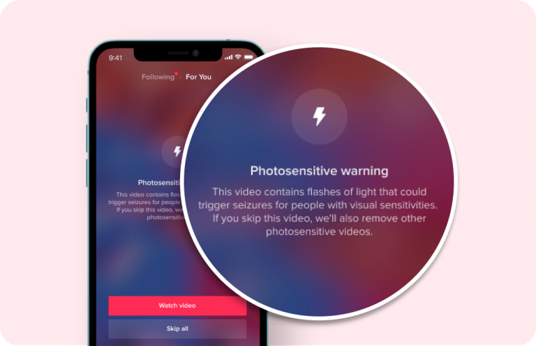 TikTok's photosensitivity warning