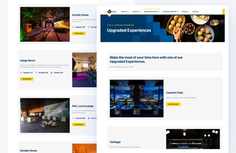 RAC Arena web pages