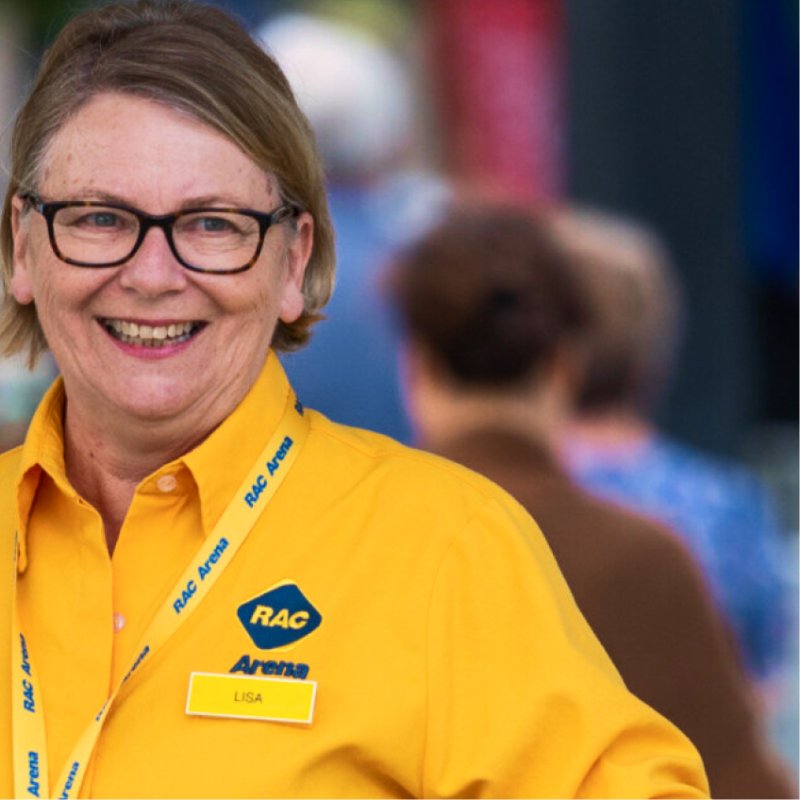 RAC Arena employee smiling