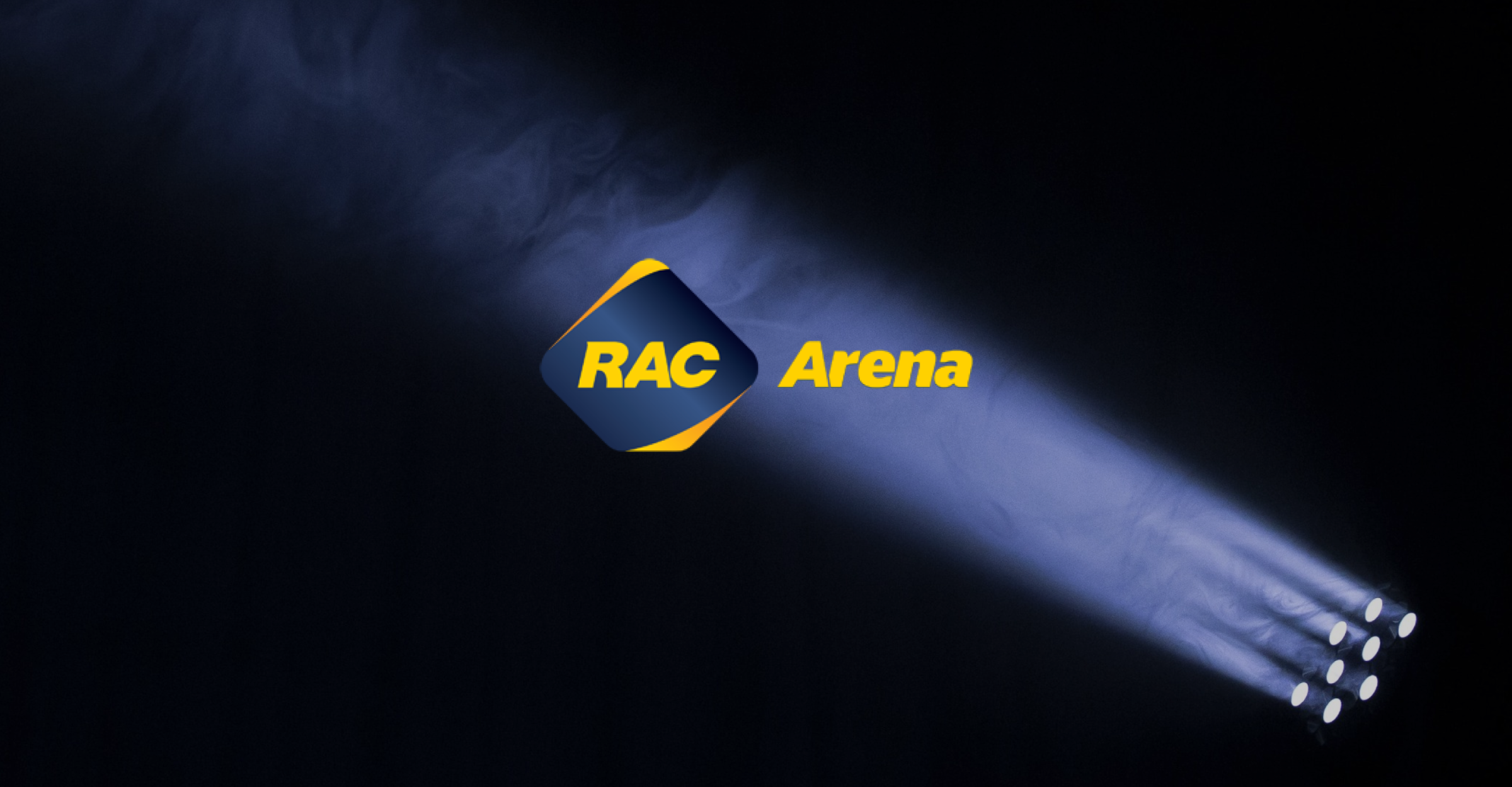 RAC logo in front of stage lights