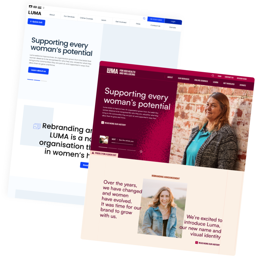 Luma's website design and wireframes